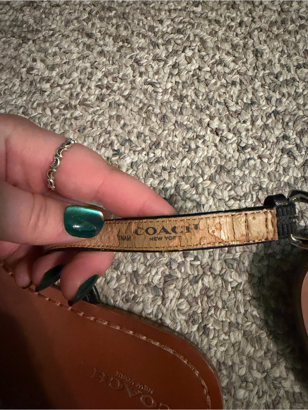 Coach Black Strap Brown Footbed Women's Sandals - Picture 7 of 8